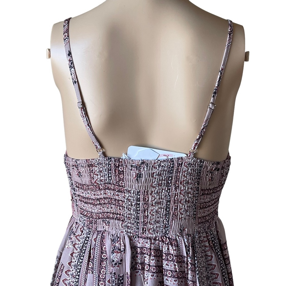 Modern Owl Mauve Pink/purple boho crochet spaghetti strap printed midi dress - Picture 9 of 13